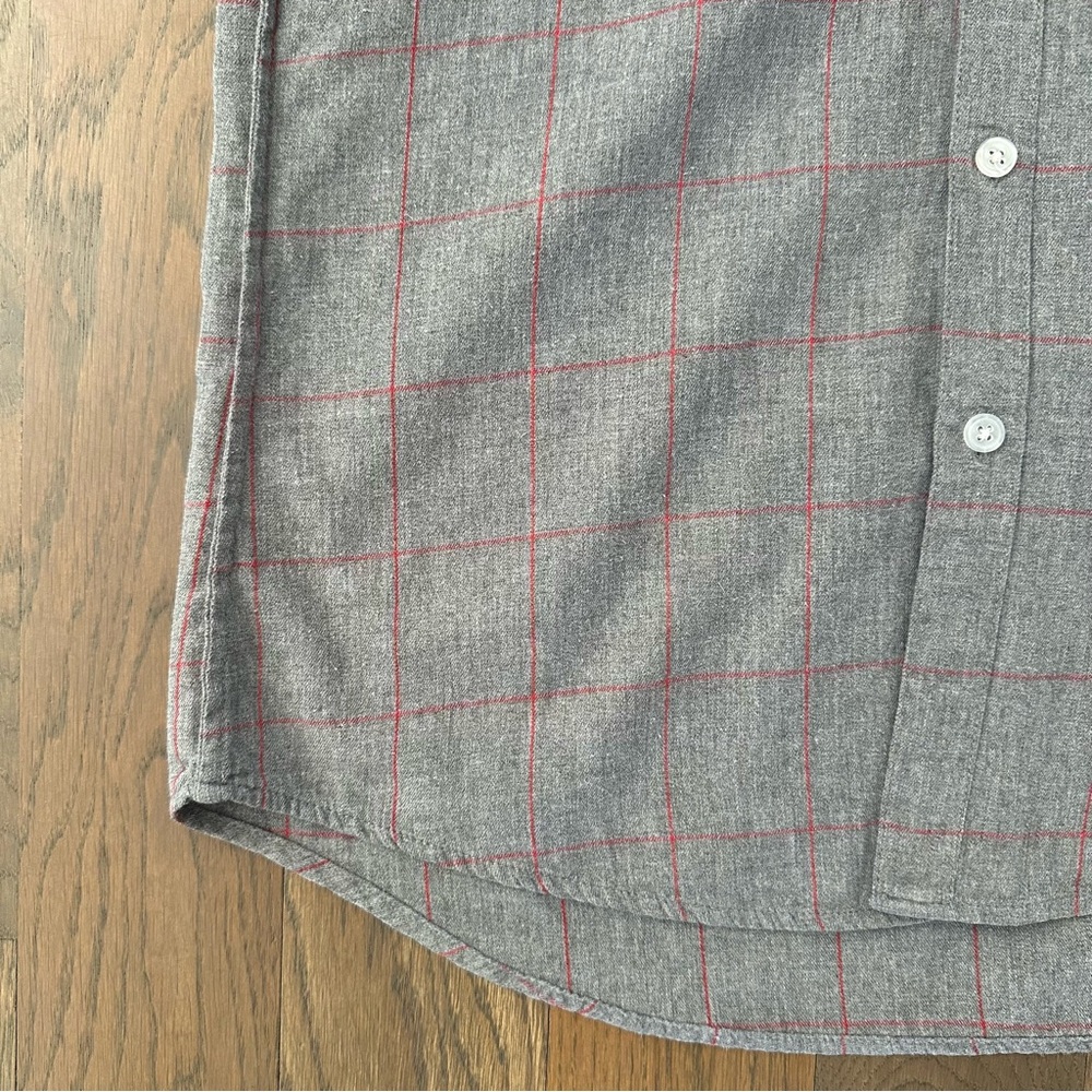 Steven Alan Men's Plaid Brushed Cotton Button Front Shirt in Grey and Red Small - Picture 3 of 8